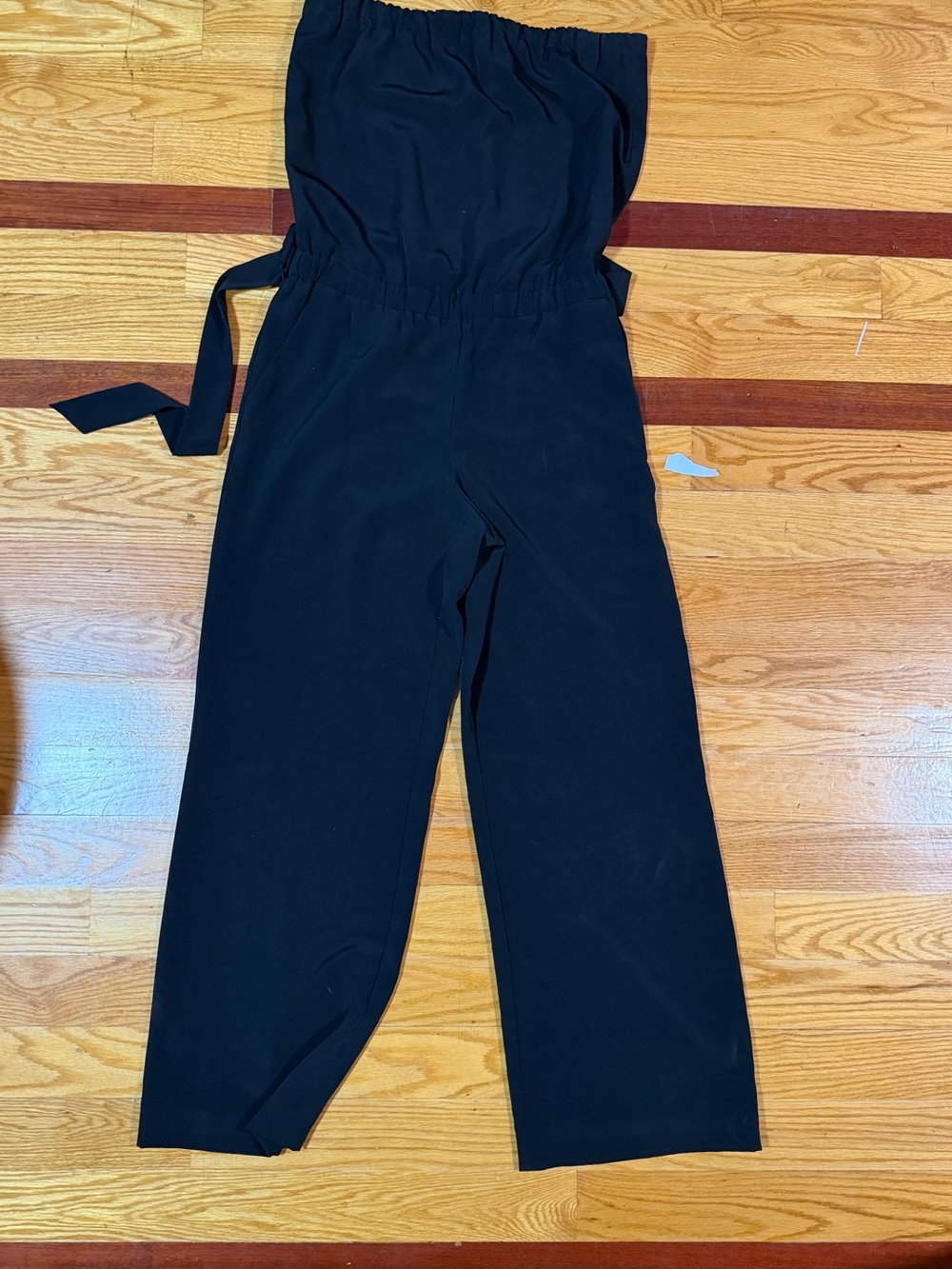 LOFT Black Strapless Jumpsuit with waist tie